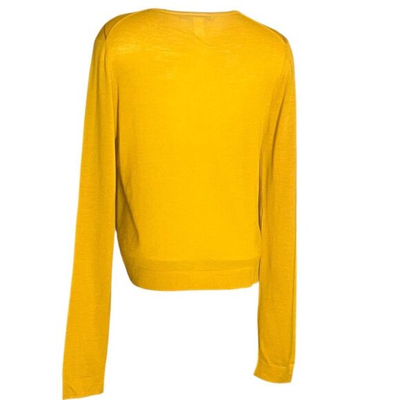 MNG by Mango Argil Mustard Long Sleeve Shell Button Preppy Old Money Sweater - Picture 3 of 6